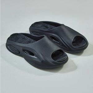 BLACK CUT OUT RUBBER RIBBED SOLE SLIDERS WOMENS SIZE EU 41 UK 8 US 10